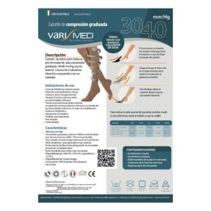 Calcetín Varimed Compresión Grad 30-40 mmHg Punta Abierta con Calsador 04-L: