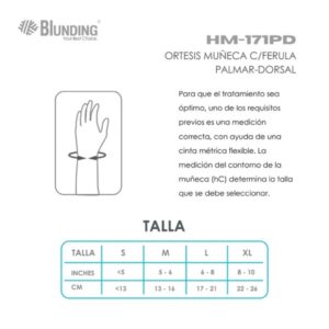 Órtesis de Muñeca con Férula Palmar-Dorsal Blunding XL DER